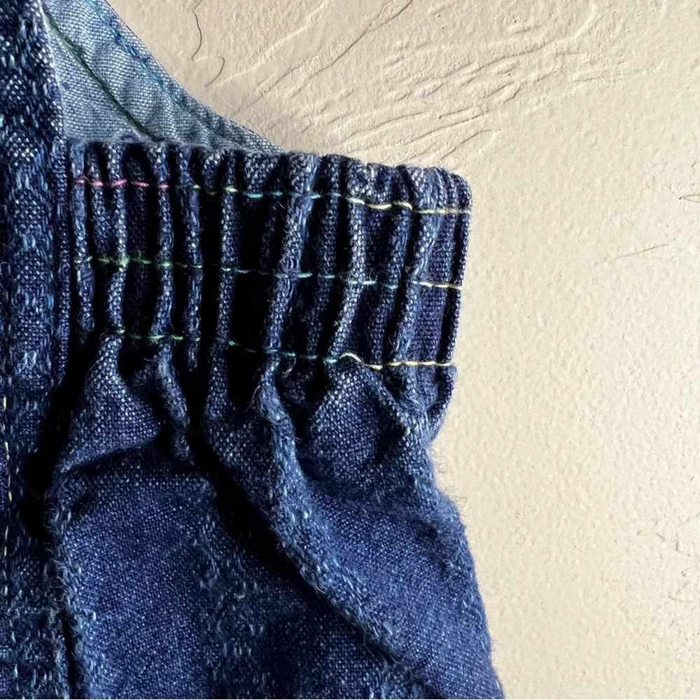 OshKosh B'gosh Vintage 90’s Rainbow Stitching Blue Denim Vestbak Bib‎ Overalls